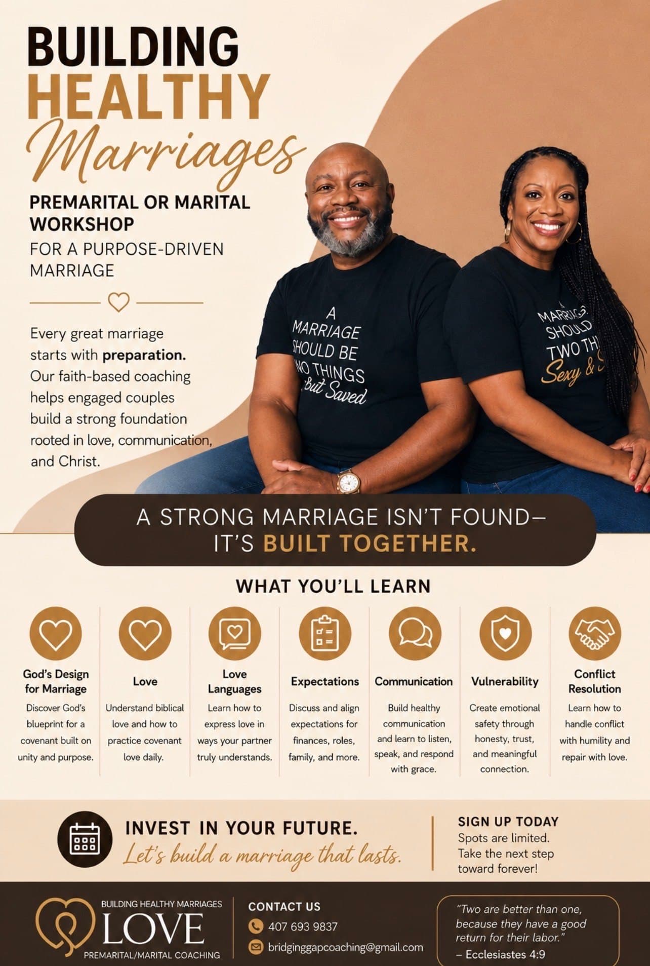 Building Healthy Marriages workshop flyer. Full details are written out on this page.